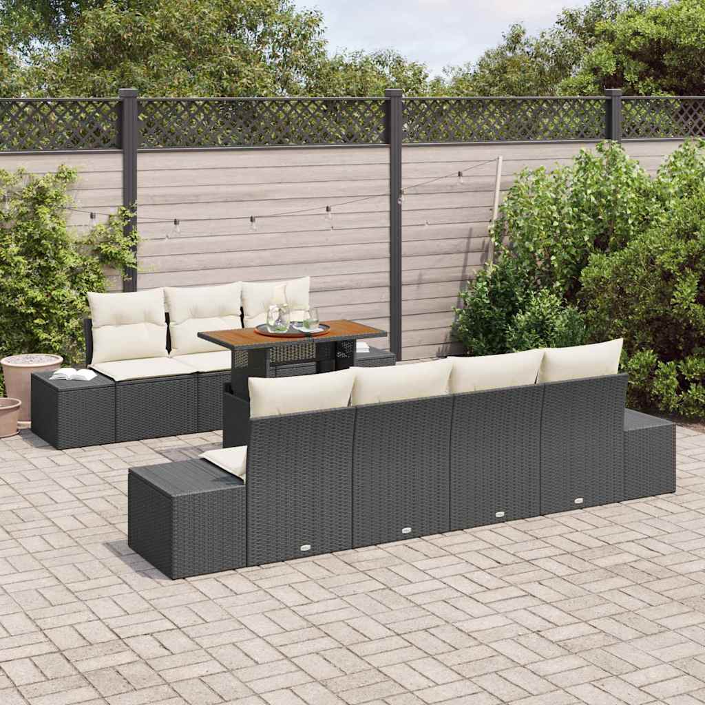 vidaXL Zestaw Sof na Ogród z przechowywaniem 8 pcs Czarny Polirattan