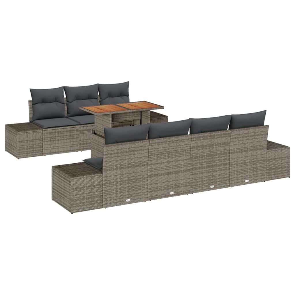 vidaXL Zestaw Sof na Ogród z przechowywaniem 8 pcs Szary Polirattan