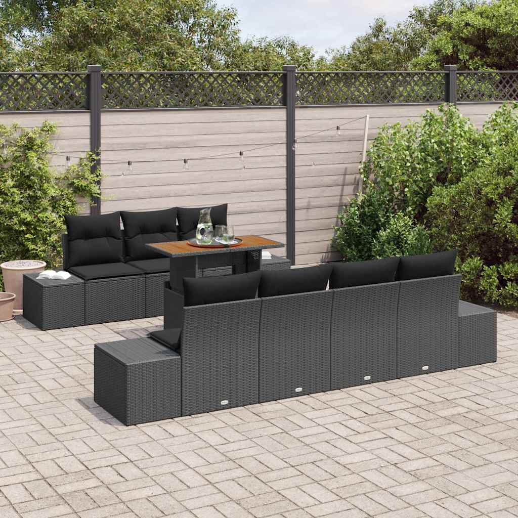 vidaXL Zestaw Sof na Ogród z przechowywaniem 8 pcs Czarny Polirattan