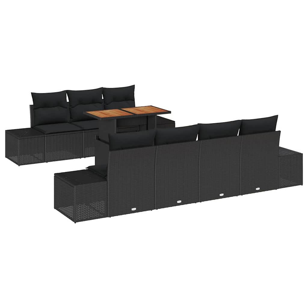 vidaXL Zestaw Sof na Ogród z przechowywaniem 8 pcs Czarny Polirattan