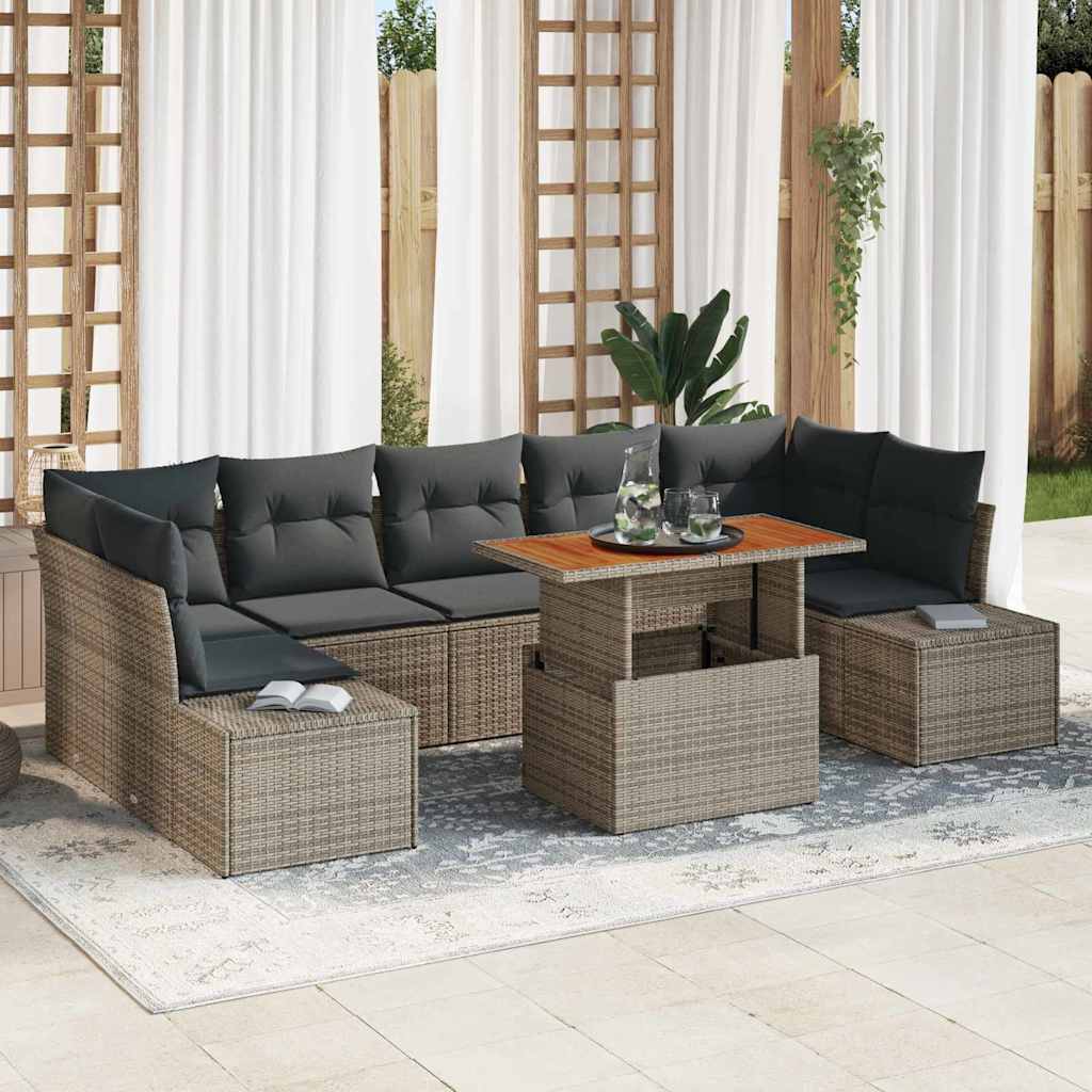 vidaXL Zestaw Sof na Ogród z przechowywaniem 8 pcs Szary Polirattan