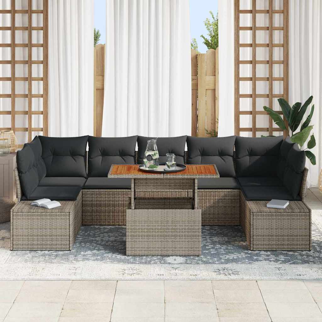vidaXL Zestaw Sof na Ogród z przechowywaniem 8 pcs Szary Polirattan