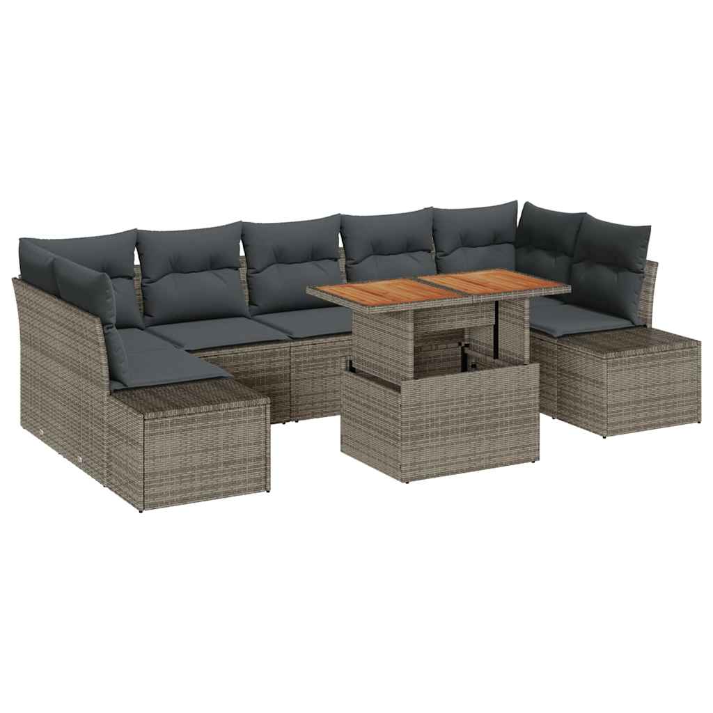 vidaXL Zestaw Sof na Ogród z przechowywaniem 8 pcs Szary Polirattan
