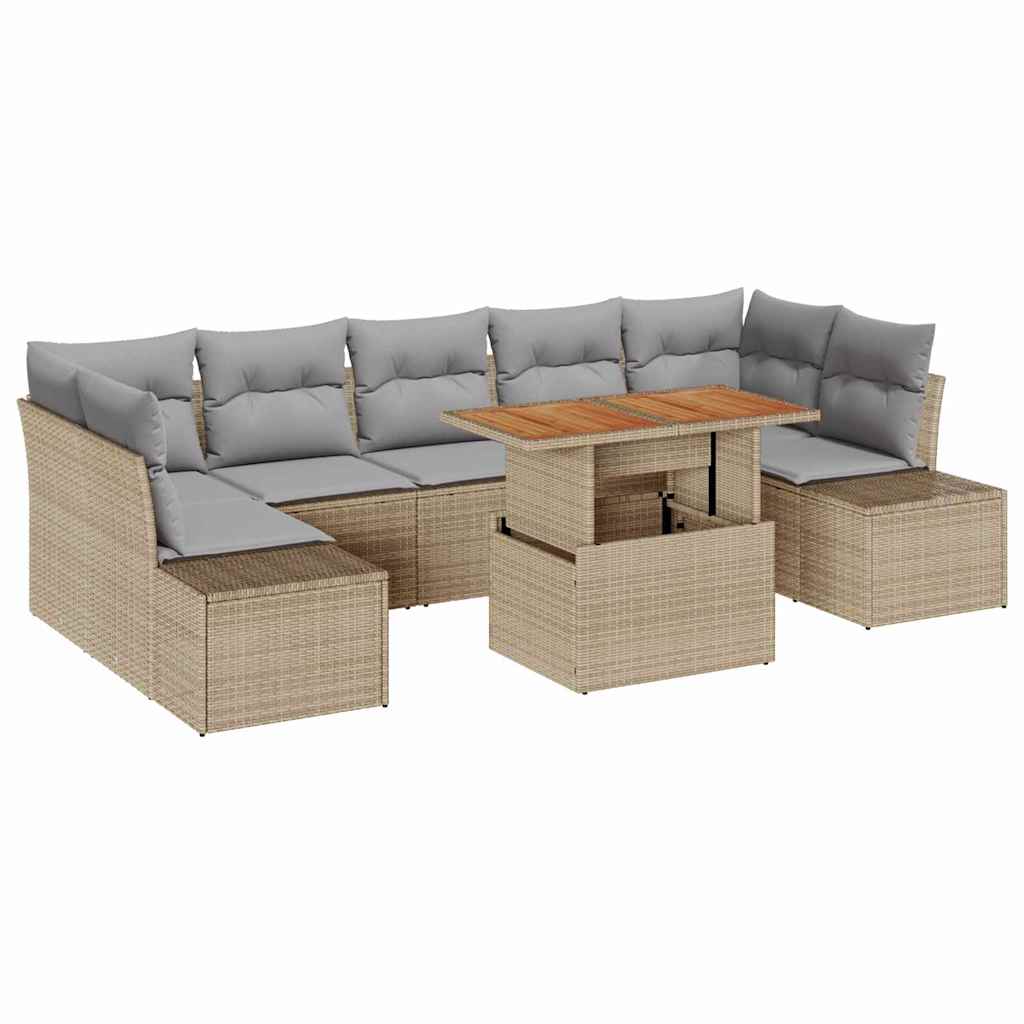 vidaXL Zestaw Sof na Ogród z przechowywaniem 8 pcs Beżowy Polirattan