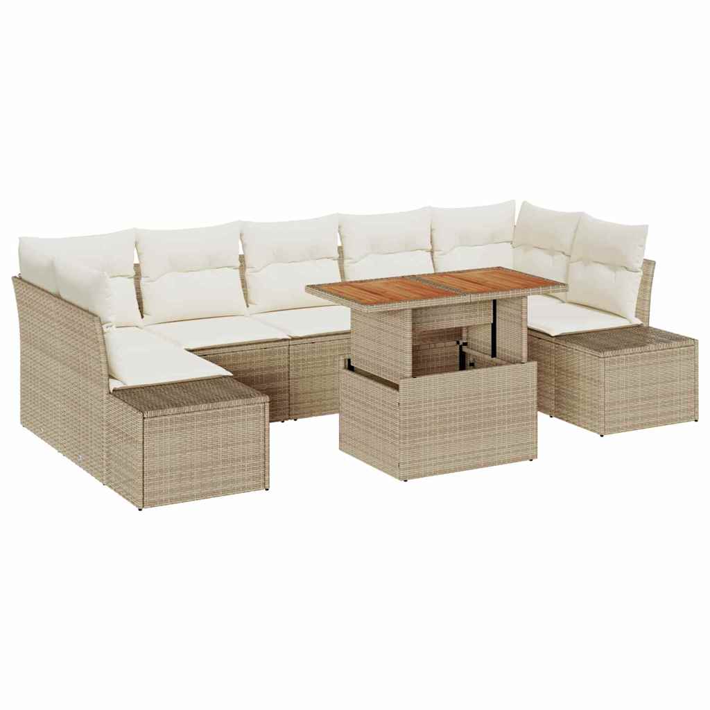 vidaXL Zestaw Sof na Ogród z przechowywaniem 8 pcs Beżowy Polirattan