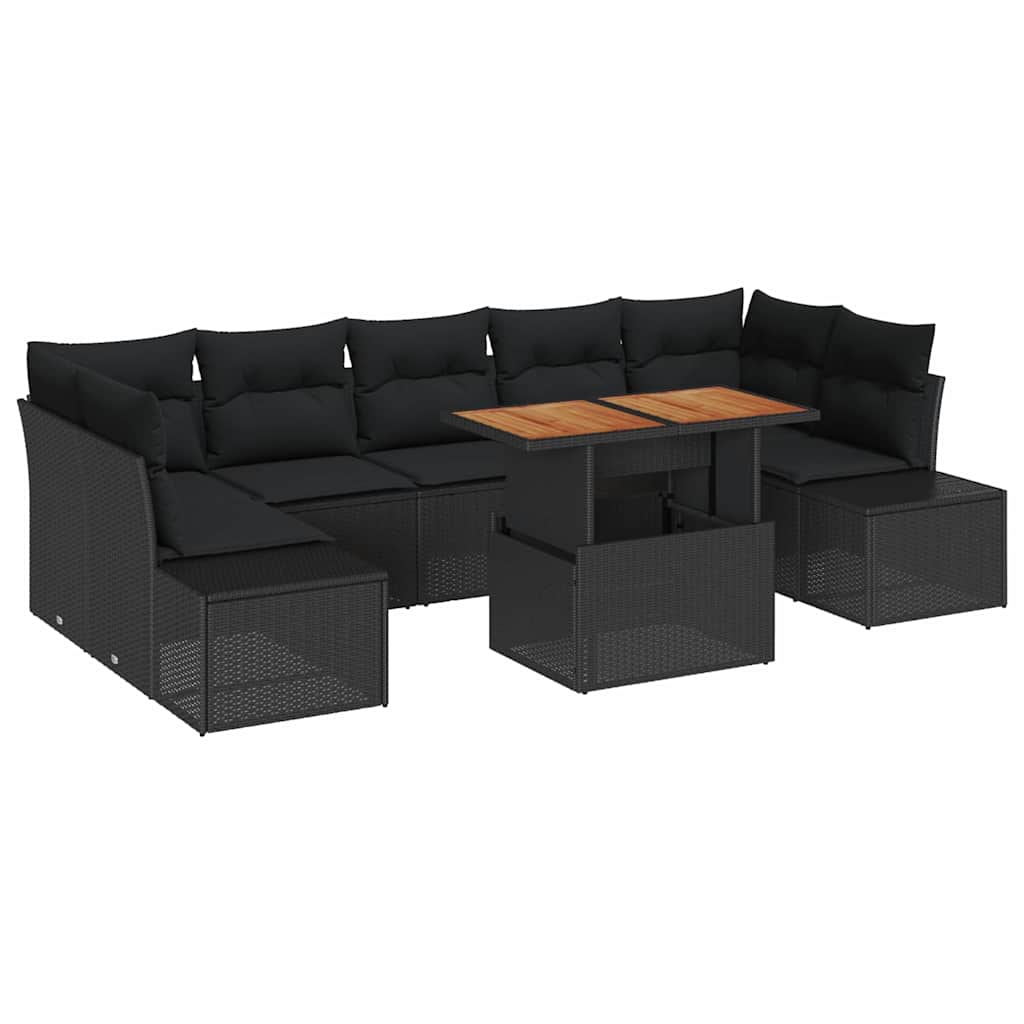 vidaXL Zestaw Sof na Ogród z przechowywaniem 8 pcs Czarny Polirattan