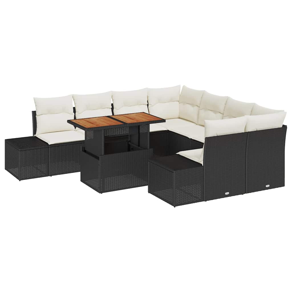 vidaXL Zestaw Sof na Ogród z przechowywaniem 9 pcs Czarny Polirattan