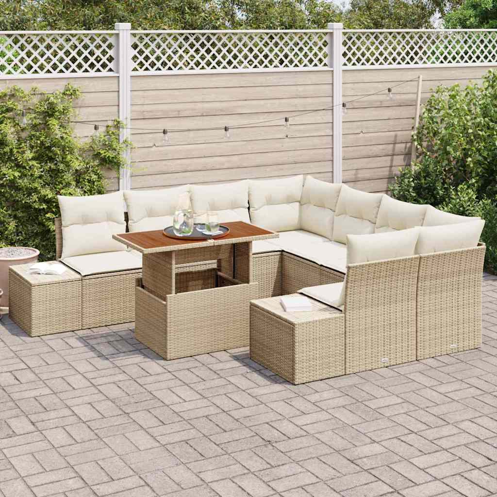 vidaXL Zestaw Sof na Ogród z przechowywaniem 9 pcs Beżowy Polirattan