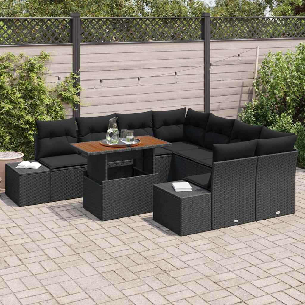 vidaXL Zestaw Sof na Ogród z przechowywaniem 9 pcs Czarny Polirattan