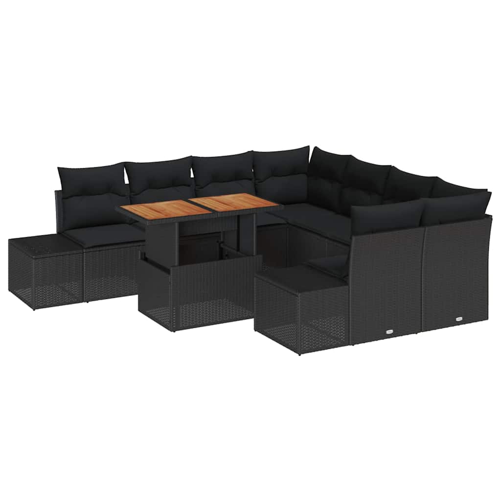 vidaXL Zestaw Sof na Ogród z przechowywaniem 9 pcs Czarny Polirattan