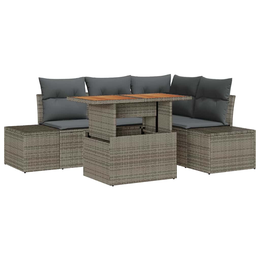 vidaXL Zestaw Sof na Ogród z przechowywaniem 5 pcs Szary Polirattan