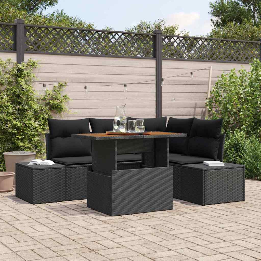 vidaXL Zestaw Sof na Ogród z przechowywaniem 5 pcs Czarny Polirattan