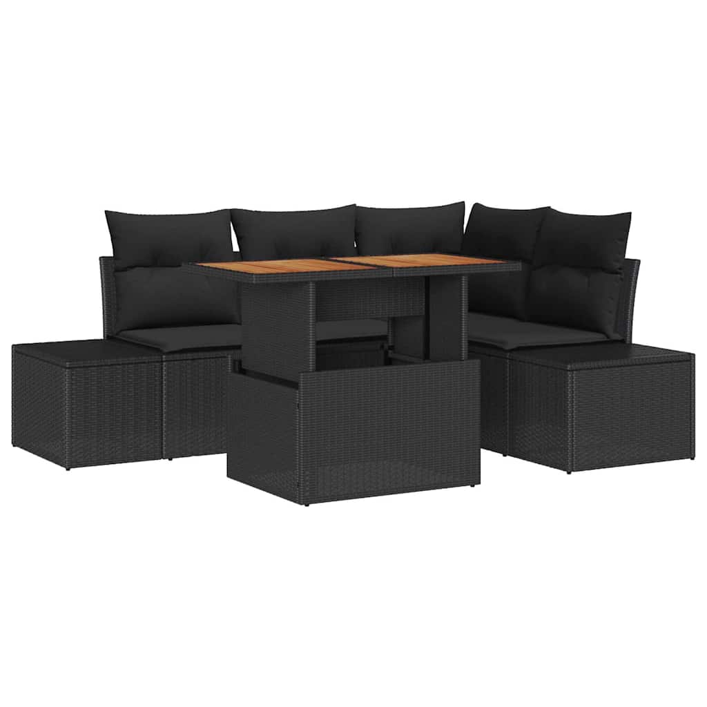 vidaXL Zestaw Sof na Ogród z przechowywaniem 5 pcs Czarny Polirattan