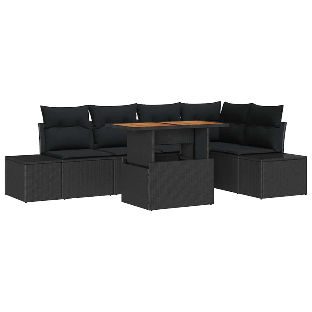 vidaXL Zestaw Sof na Ogród z przechowywaniem 6 pcs Czarny Polirattan