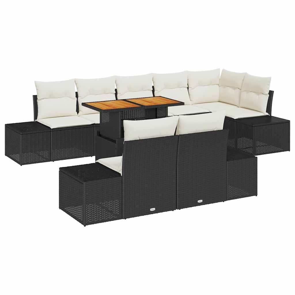 vidaXL Zestaw Sof na Ogród z przechowywaniem 9 pcs Czarny Polirattan