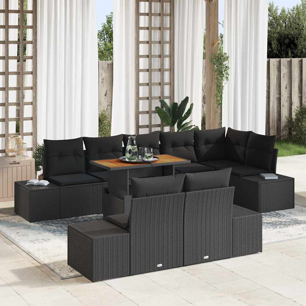 vidaXL Zestaw Sof na Ogród z przechowywaniem 9 pcs Czarny Polirattan