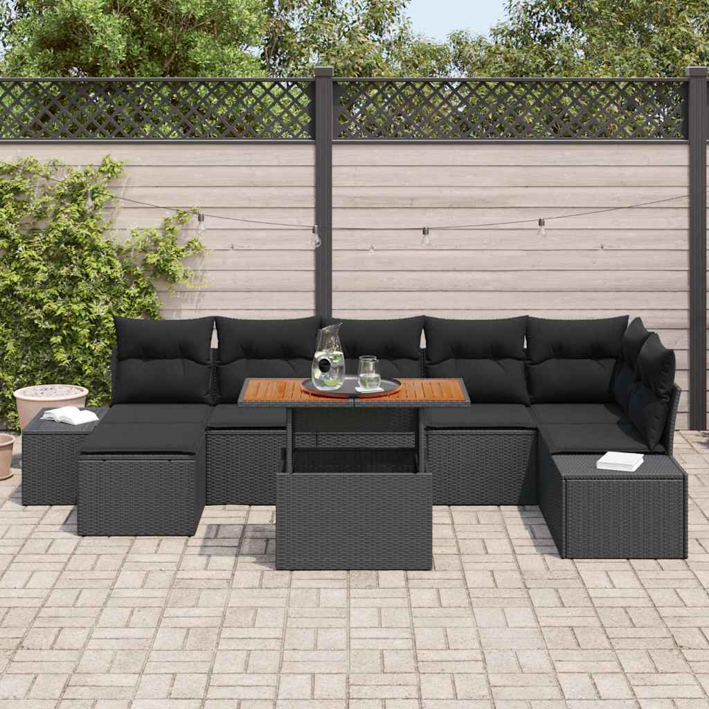 vidaXL Zestaw Sof na Ogród z przechowywaniem 8 pcs Czarny Polirattan