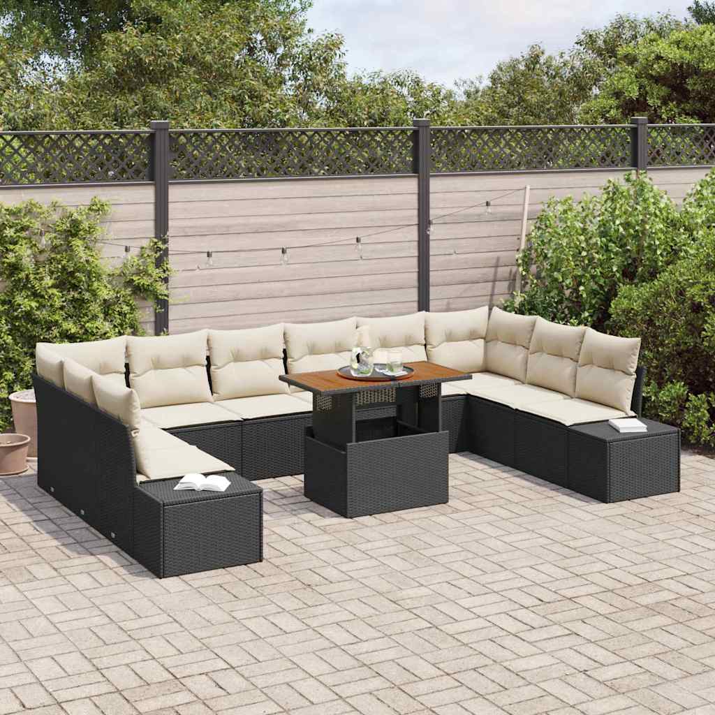 vidaXL Zestaw Sof na Ogród z przechowywaniem 11 pcs Czarny Polirattan