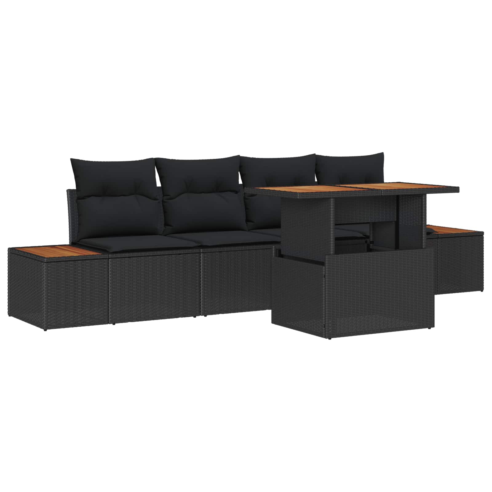 vidaXL Zestaw Sof na Ogród z przechowywaniem 5 pcs Czarny Polirattan