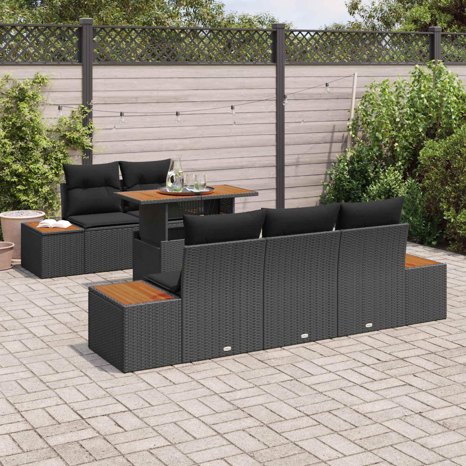 vidaXL Zestaw Sof na Ogród z przechowywaniem 6 pcs Czarny Polirattan