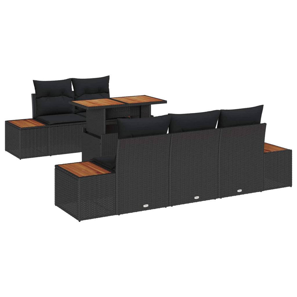 vidaXL Zestaw Sof na Ogród z przechowywaniem 6 pcs Czarny Polirattan