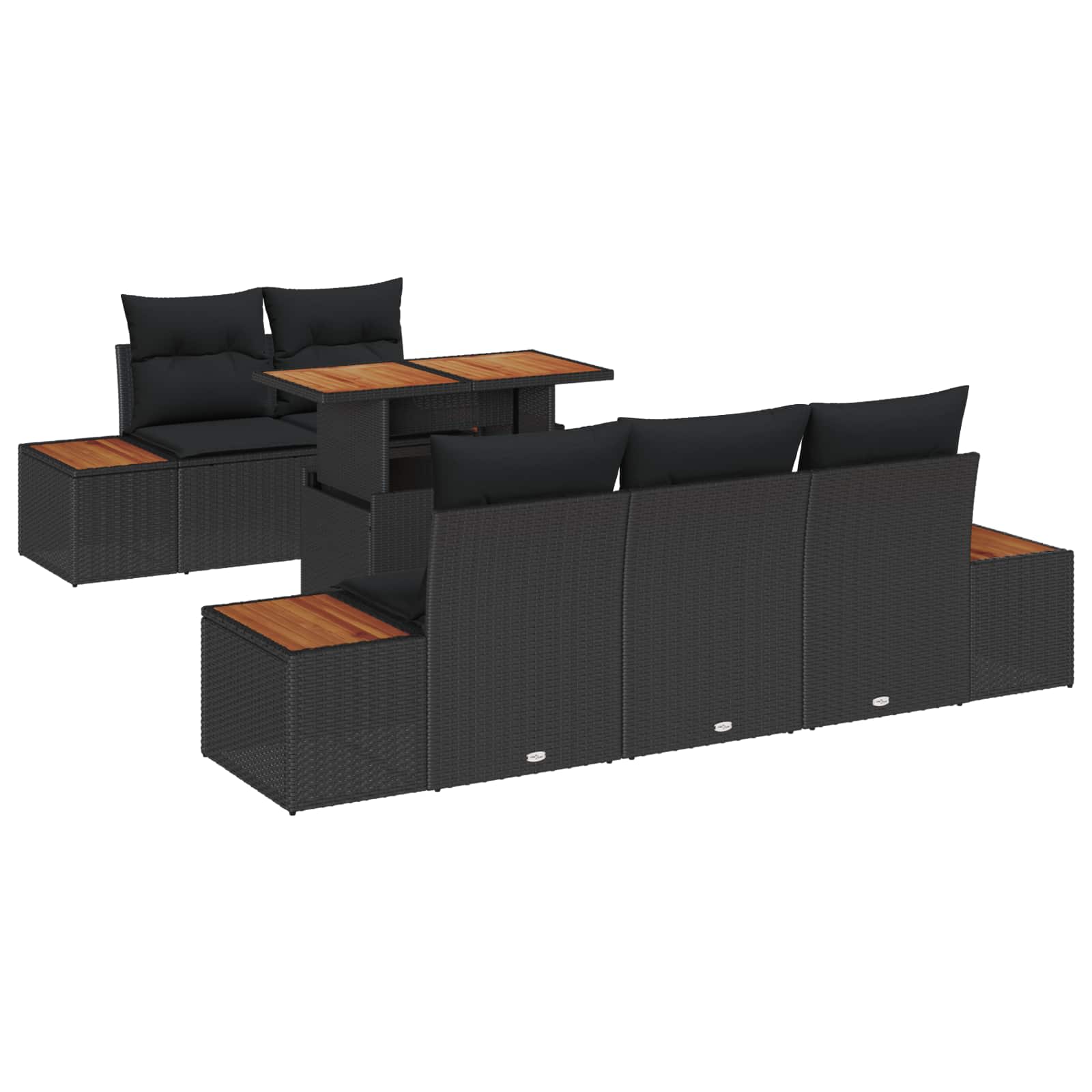 vidaXL Zestaw Sof na Ogród z przechowywaniem 6 pcs Czarny Polirattan