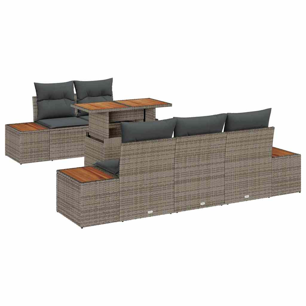 vidaXL Zestaw Sof na Ogród z przechowywaniem 6 pcs Szary Polirattan