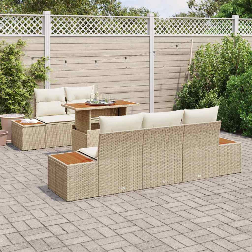 vidaXL Zestaw Sof na Ogród z przechowywaniem 6 pcs Beżowy Polirattan