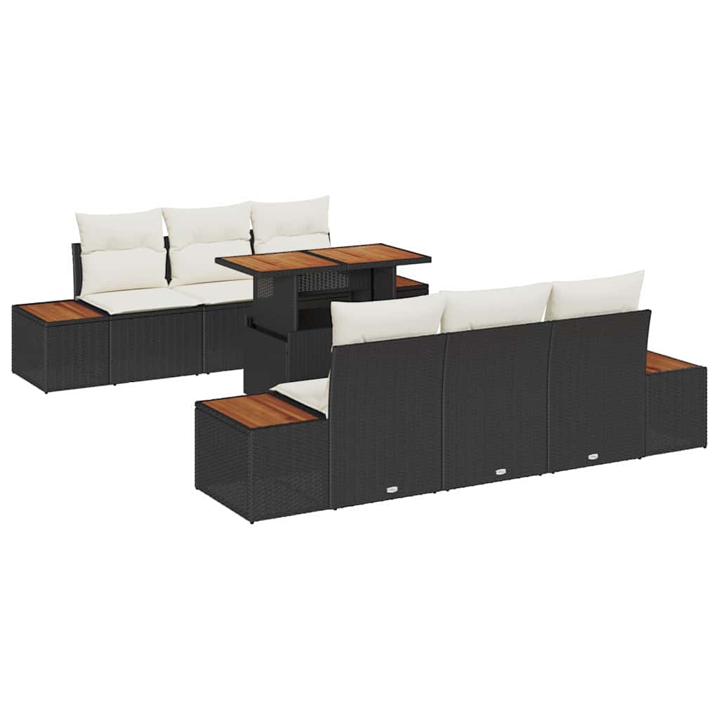 vidaXL Zestaw Sof na Ogród z przechowywaniem 7 pcs Czarny Polirattan