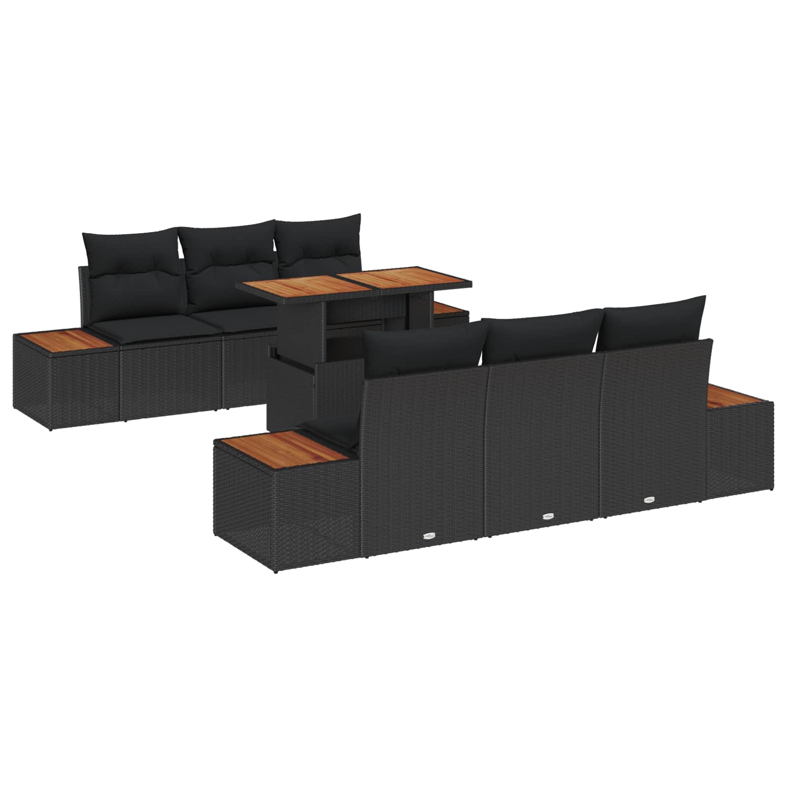 vidaXL Zestaw Sof na Ogród z przechowywaniem 7 pcs Czarny Polirattan