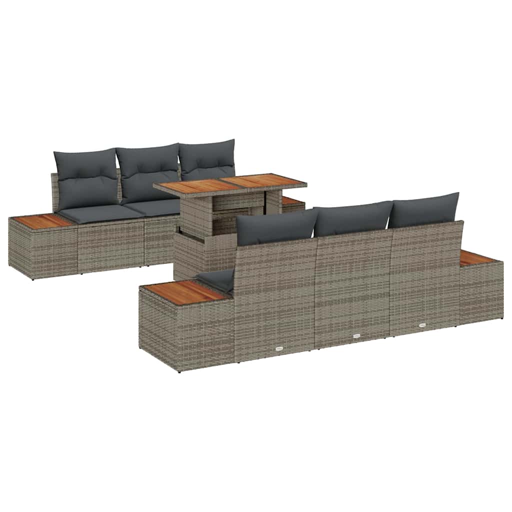 vidaXL Zestaw Sof na Ogród z przechowywaniem 7 pcs Szary Polirattan