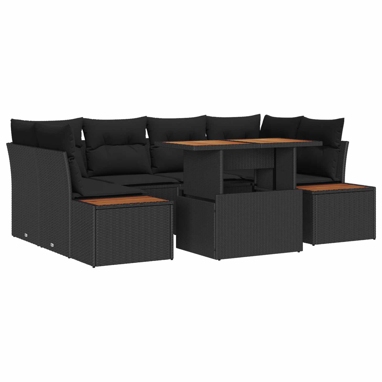 vidaXL Zestaw Sof na Ogród z przechowywaniem 7 pcs Czarny Polirattan