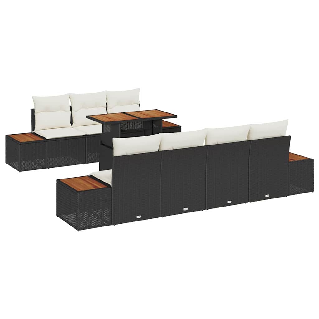 vidaXL Zestaw Sof na Ogród z przechowywaniem 8 pcs Czarny Polirattan