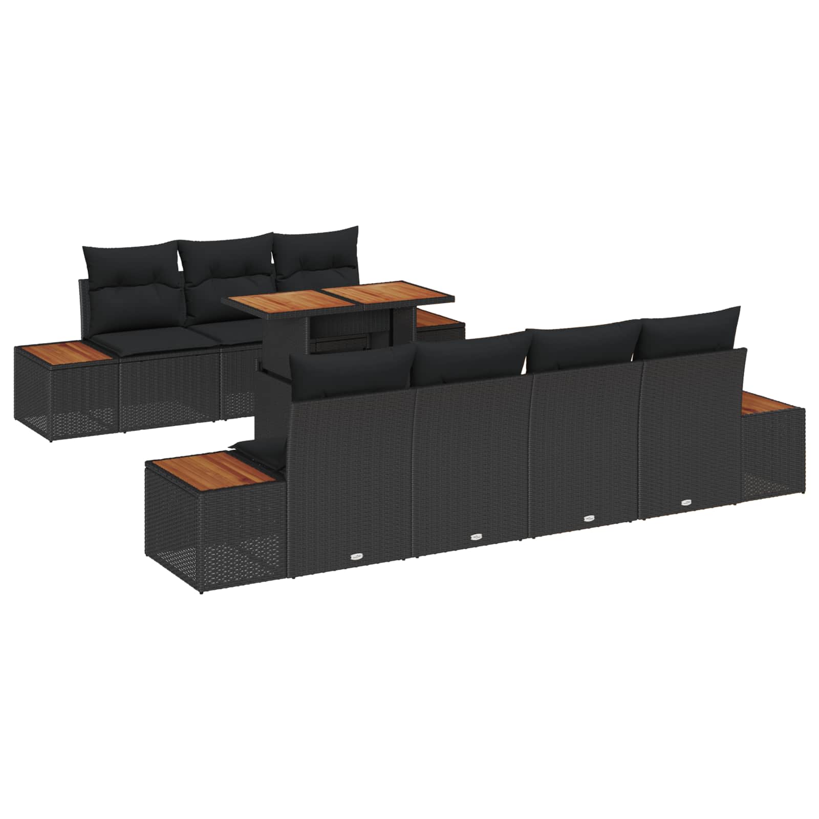vidaXL Zestaw Sof na Ogród z przechowywaniem 8 pcs Czarny Polirattan