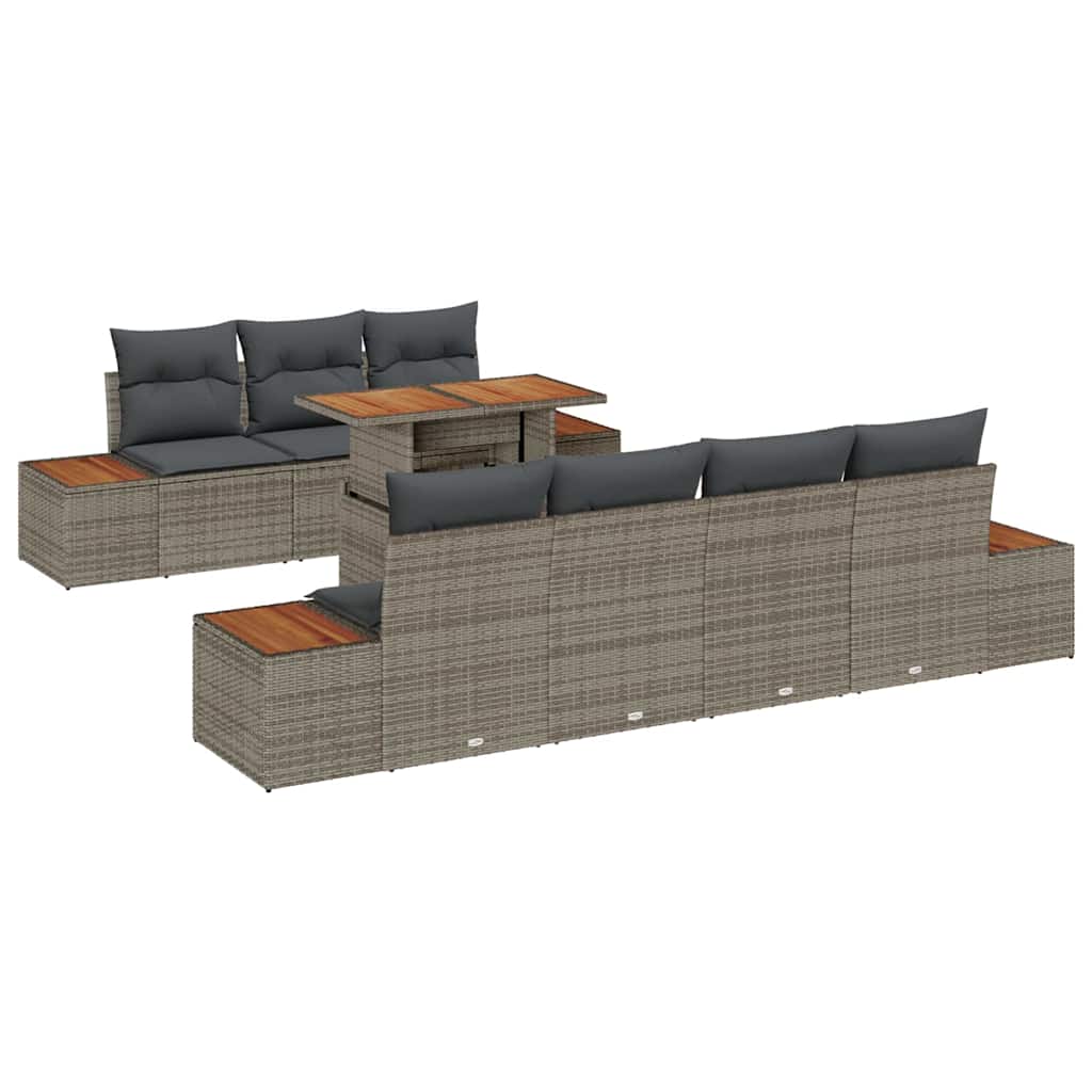 vidaXL Zestaw Sof na Ogród z przechowywaniem 8 pcs Szary Polirattan