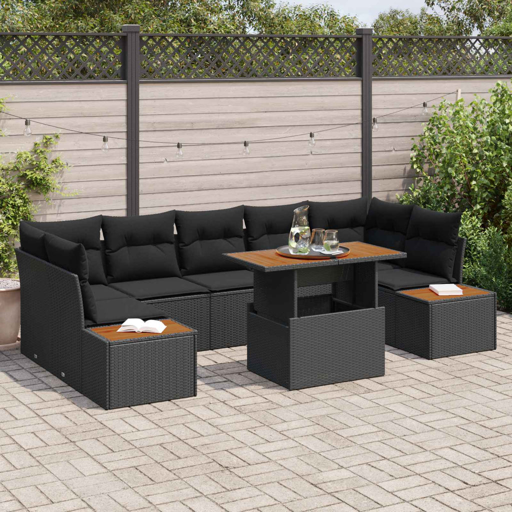 vidaXL Zestaw Sof na Ogród z przechowywaniem 8 pcs Czarny Polirattan