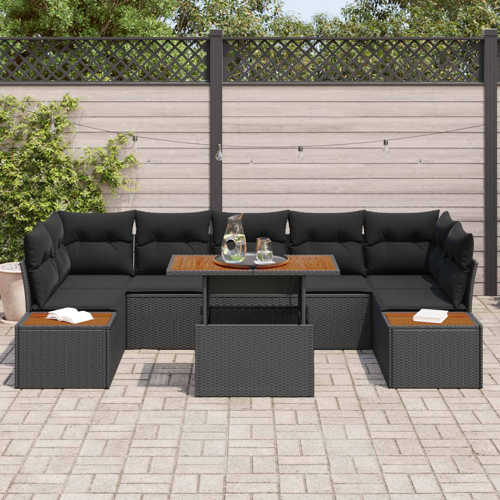 vidaXL Zestaw Sof na Ogród z przechowywaniem 8 pcs Czarny Polirattan