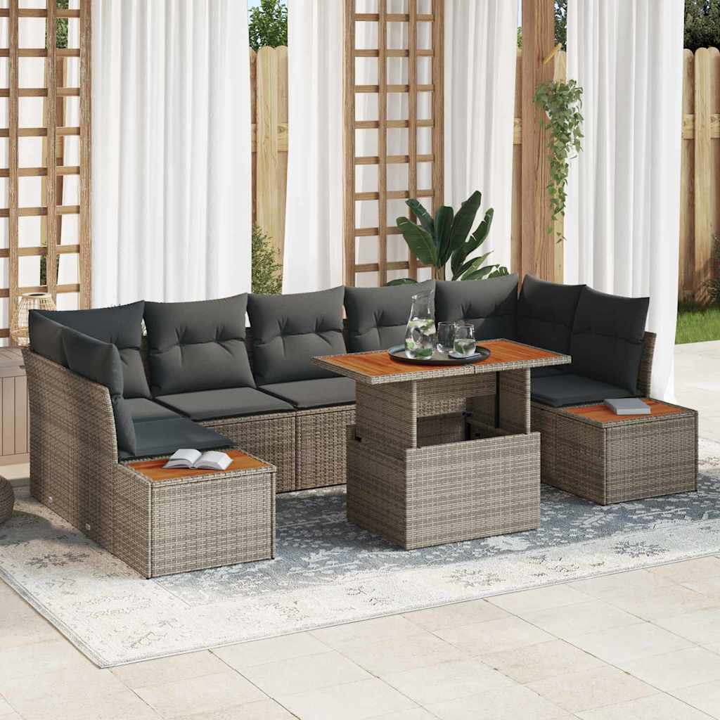 vidaXL Zestaw Sof na Ogród z przechowywaniem 8 pcs Szary Polirattan
