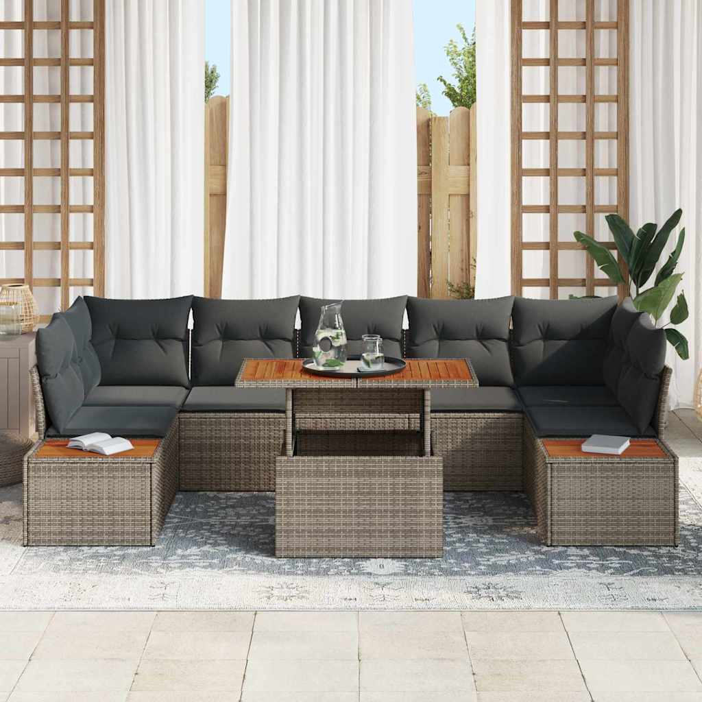 vidaXL Zestaw Sof na Ogród z przechowywaniem 8 pcs Szary Polirattan