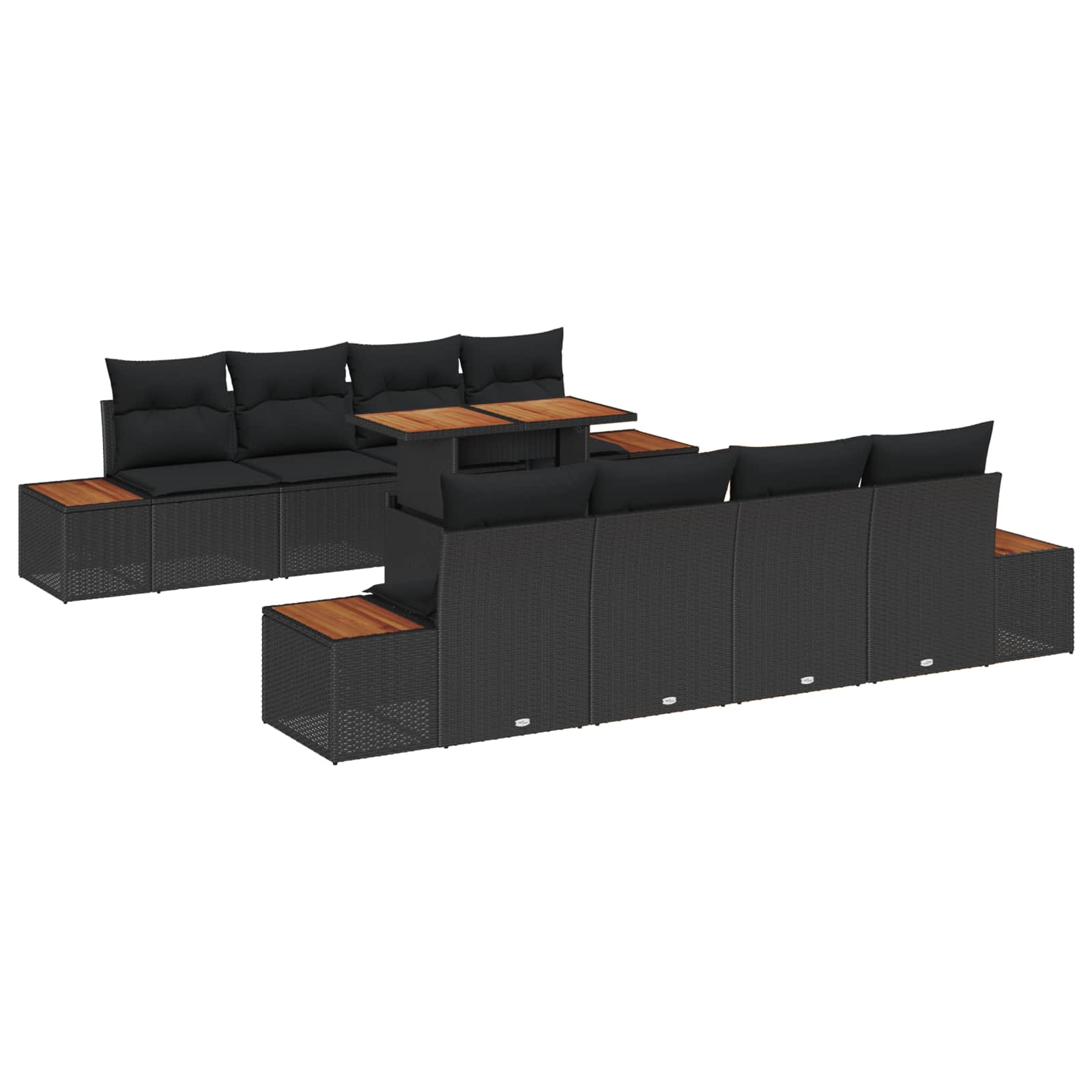 vidaXL Zestaw Sof na Ogród z przechowywaniem 9 pcs Czarny Polirattan