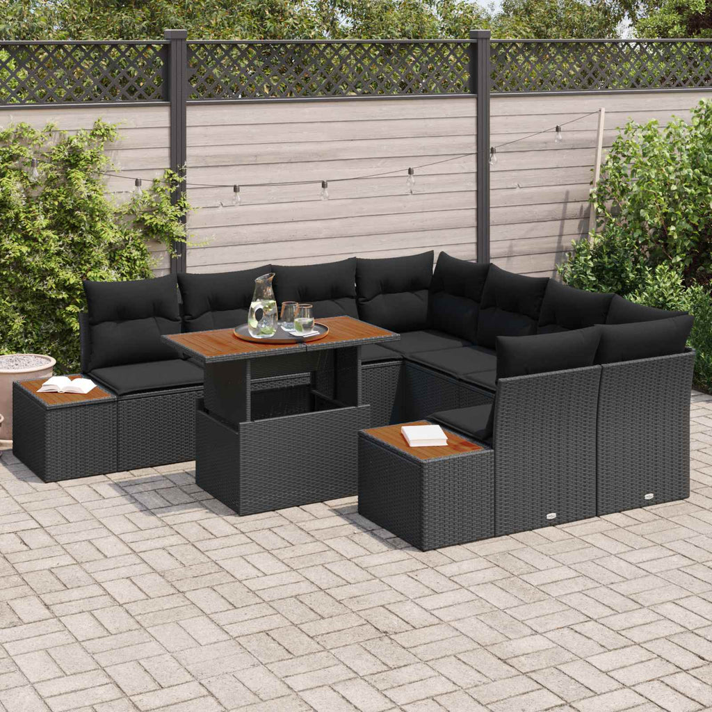 vidaXL Zestaw Sof na Ogród z przechowywaniem 9 pcs Czarny Polirattan