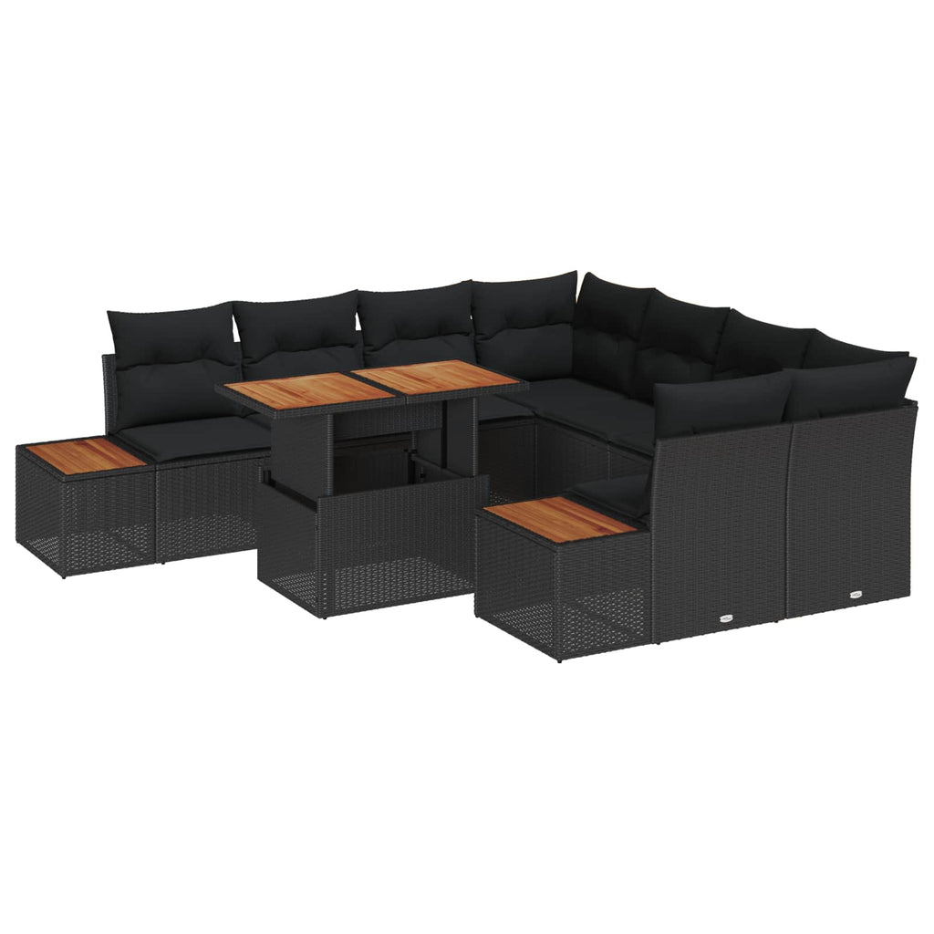 vidaXL Zestaw Sof na Ogród z przechowywaniem 9 pcs Czarny Polirattan