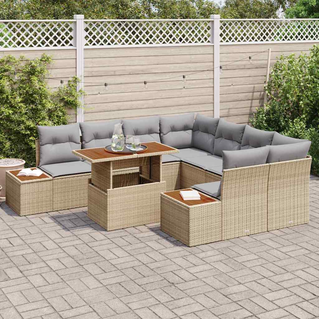 vidaXL Zestaw Sof na Ogród z przechowywaniem 9 pcs Beżowy Polirattan