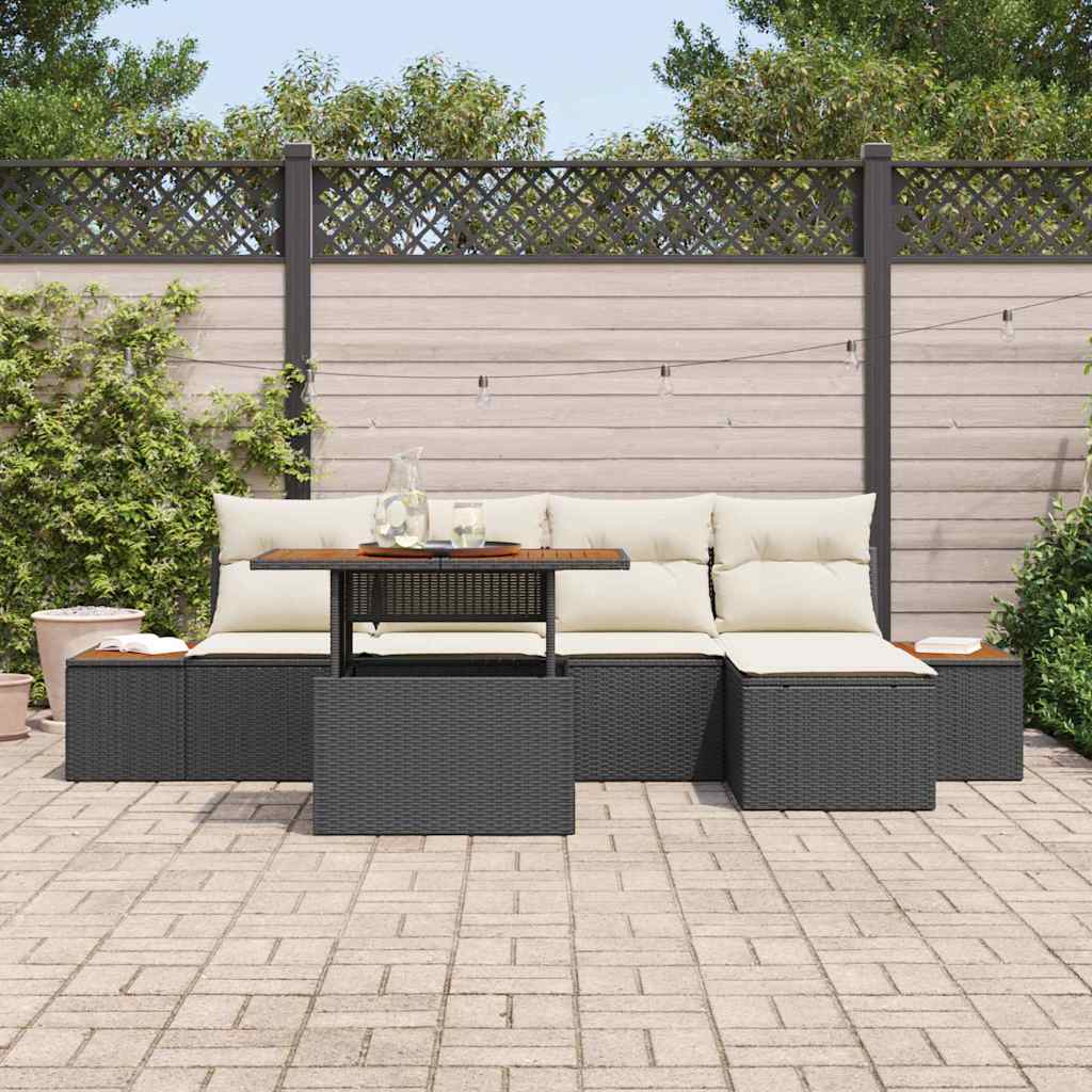 vidaXL Zestaw Sof na Ogród z przechowywaniem 6 pcs Czarny Polirattan
