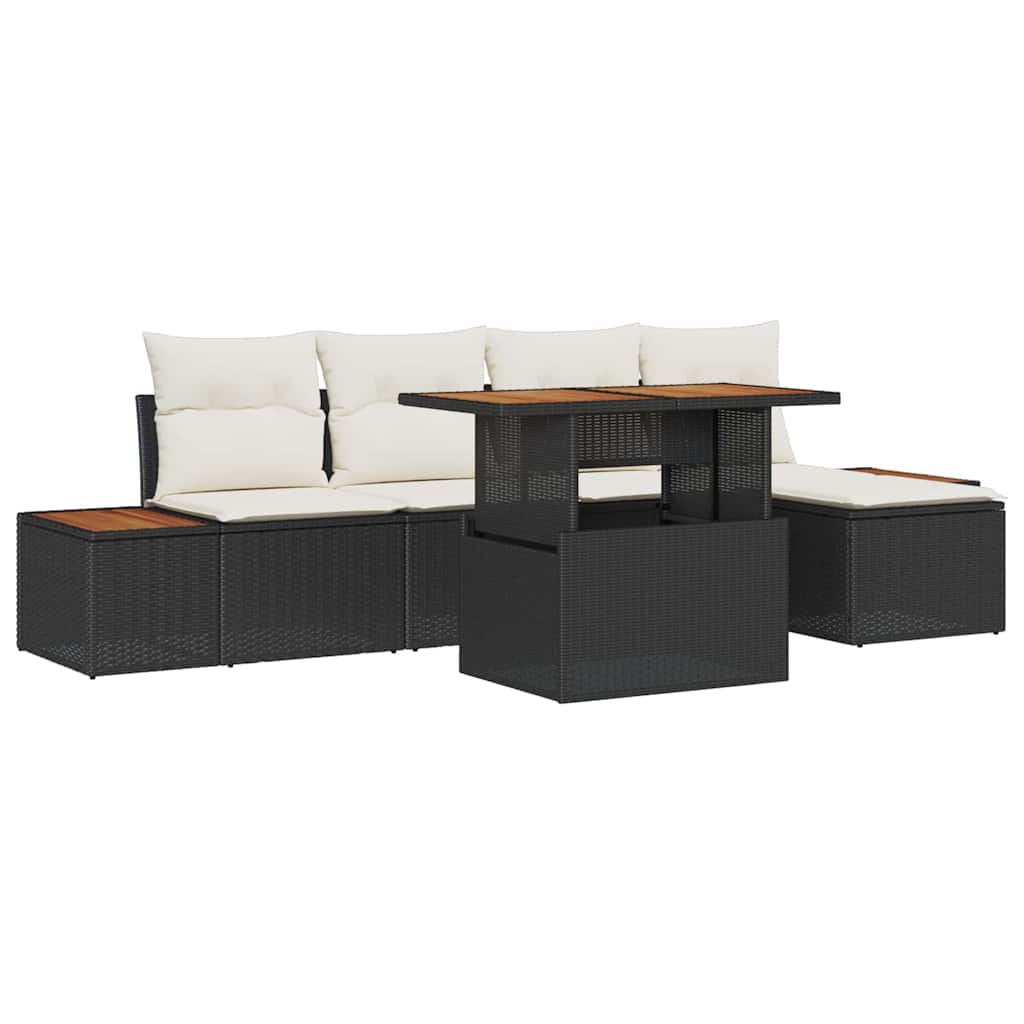 vidaXL Zestaw Sof na Ogród z przechowywaniem 6 pcs Czarny Polirattan