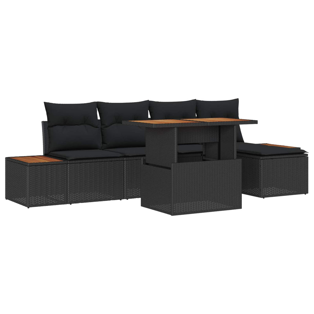 vidaXL Zestaw Sof na Ogród z przechowywaniem 6 pcs Czarny Polirattan