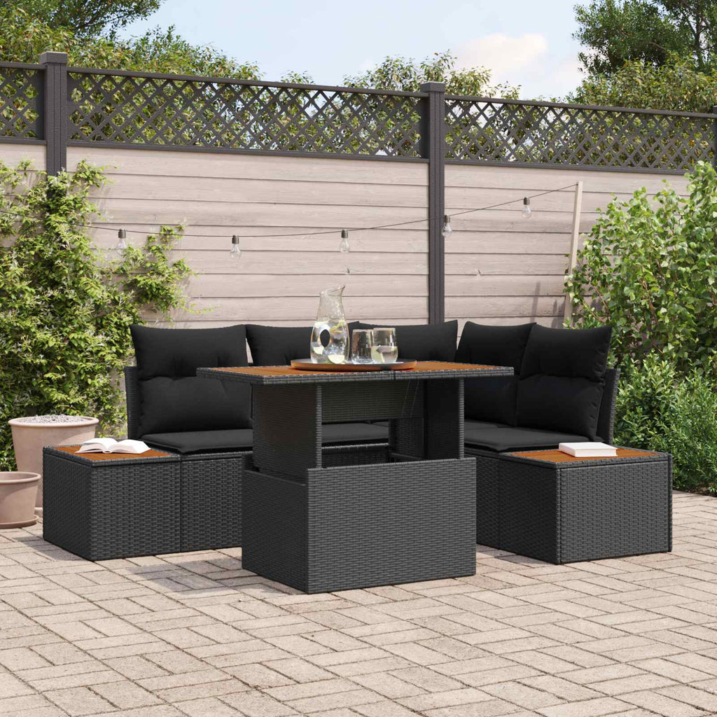vidaXL Zestaw Sof na Ogród z przechowywaniem 5 pcs Czarny Polirattan