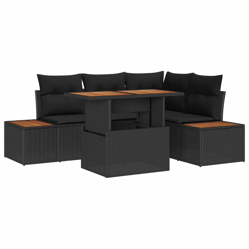 vidaXL Zestaw Sof na Ogród z przechowywaniem 5 pcs Czarny Polirattan