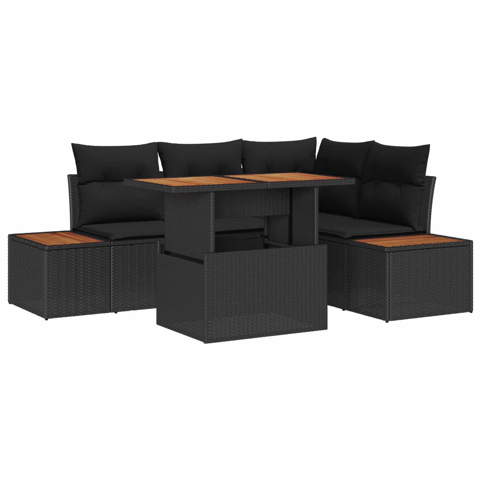vidaXL Zestaw Sof na Ogród z przechowywaniem 5 pcs Czarny Polirattan