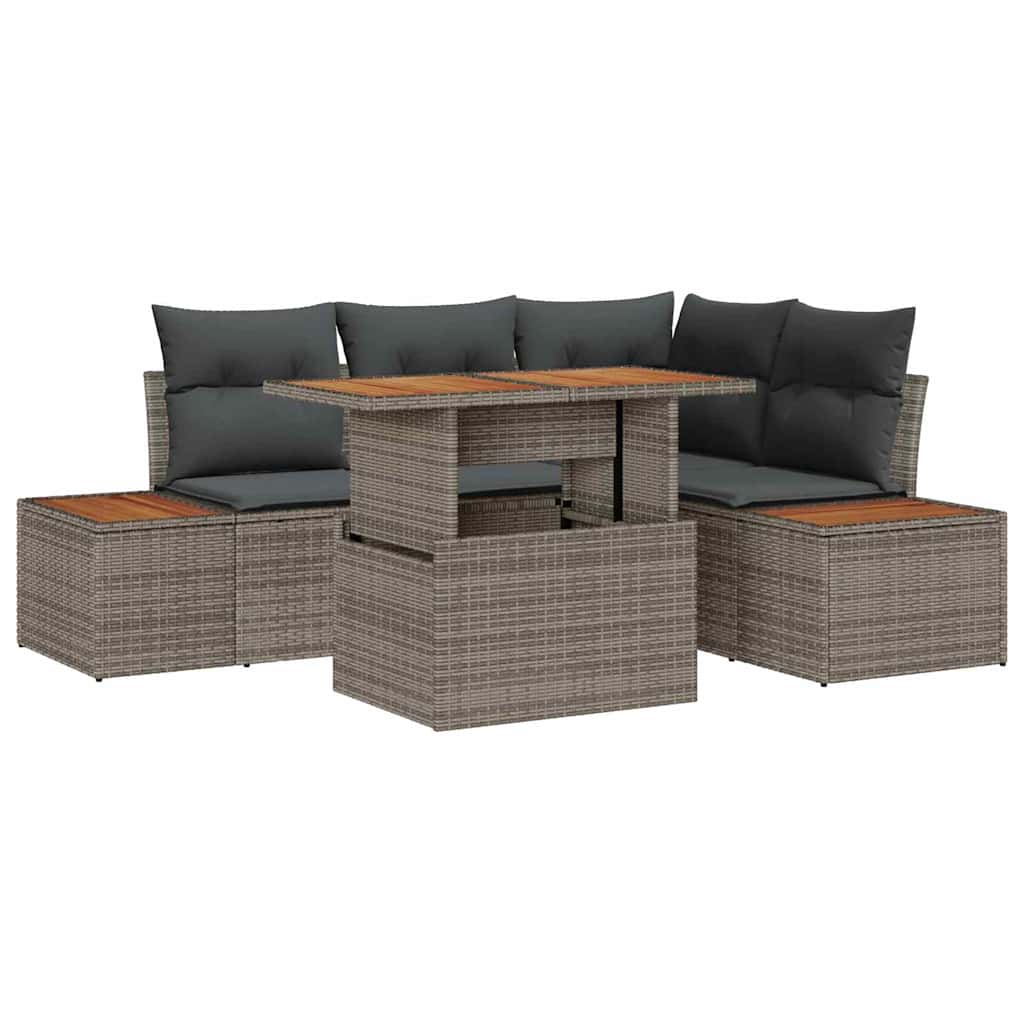 vidaXL Zestaw Sof na Ogród z przechowywaniem 5 pcs Szary Polirattan